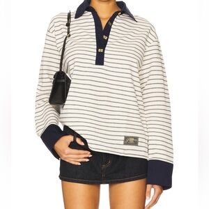 NWT Ganni Navy and White Rugby Shirt